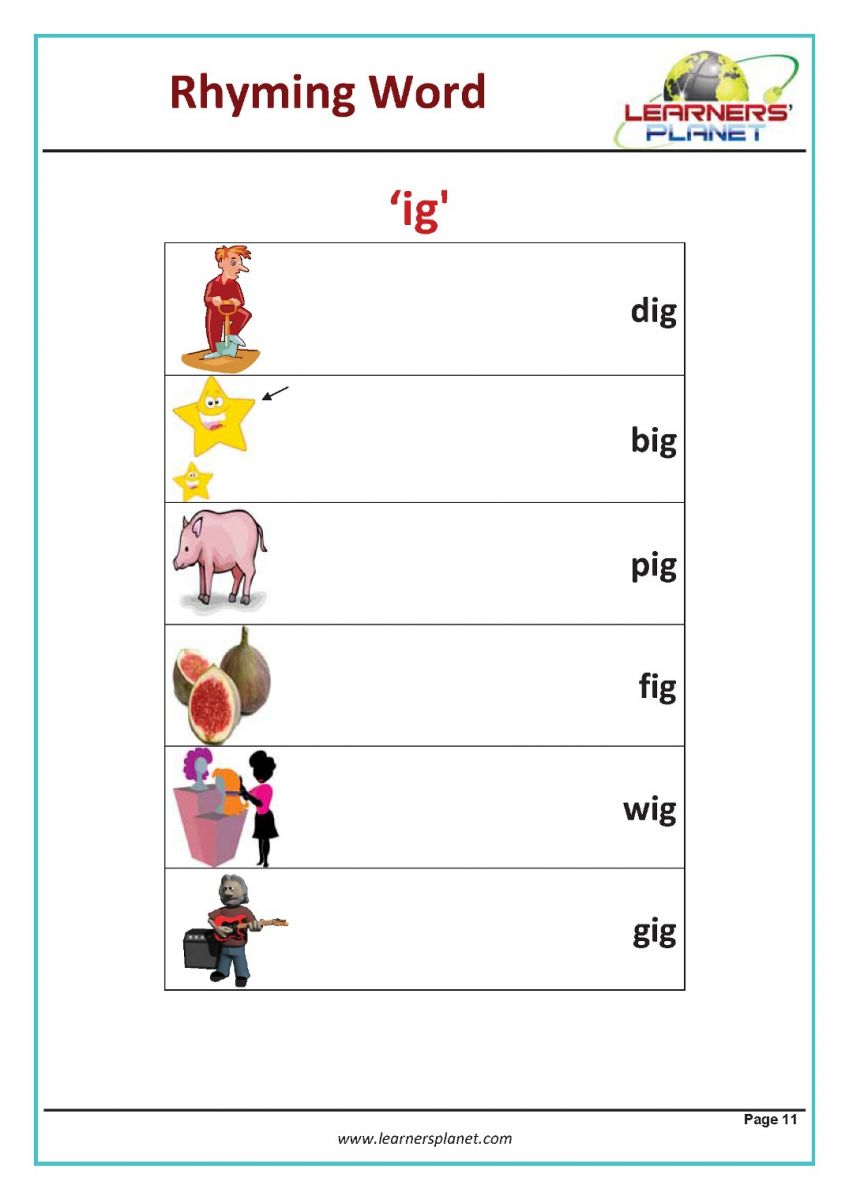 English rhyming words worksheets kindergarten